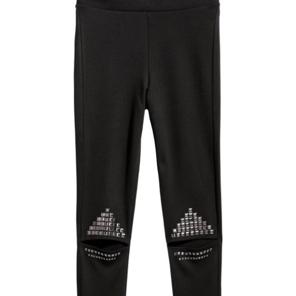 H&M Leggings Thick Jersey With Decorative Studs /Black Size M